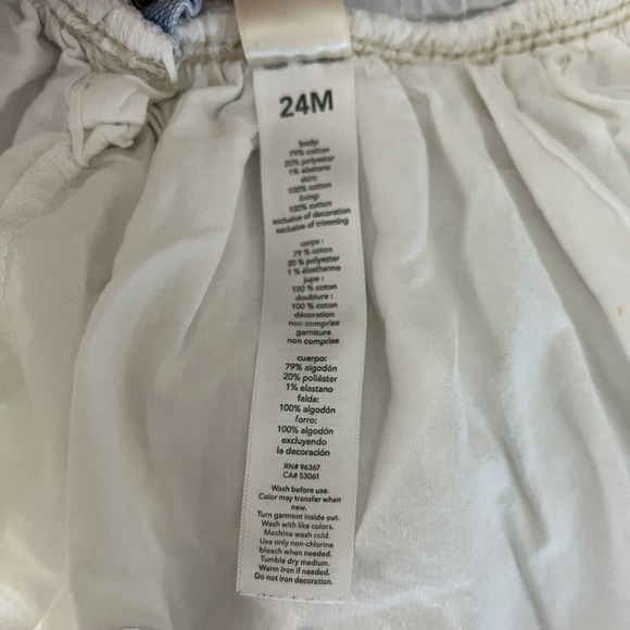 Oshkosh Dress Girls 24 Months‎ Navy Blue Denim White Eyelet Skirt Overalls Boho - Picture 7 of 7